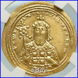 CONSTANTINE VIII 1025AD Gold Ancient Byzantine Coin w JESUS CHRIST NGC AU i84780