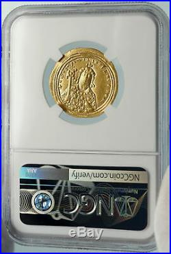 CONSTANTINE VIII 1025AD Gold Ancient Byzantine Coin w JESUS CHRIST NGC AU i84780