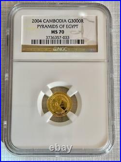 Cambodia 2004 Pyramids of Egypt 3000R 1/25 oz Gold NGC MS70 SKU# 2493