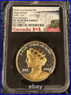 Canada 2024 Peace Dollar UHR 1oz Silver Gilt Proof $1 Coin NGC PF70 UC FR BC