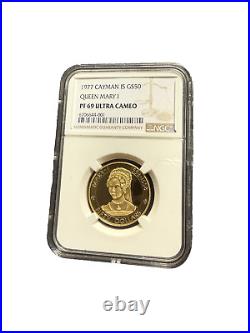 Cayman Islands 1977 Gold $50 NGC PF69UC Queen Mary I