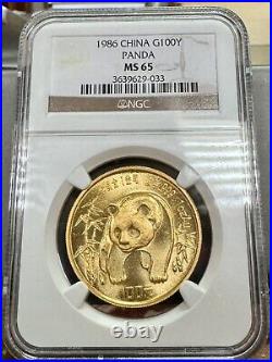 China 1986 Gold 1 oz Panda MS 65 Original Luster Population 6