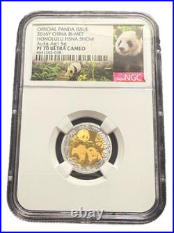 China 2016 3 gram Gold/Silver Bi-Metallic Panda NGC PF70UC Honolulu HSNA