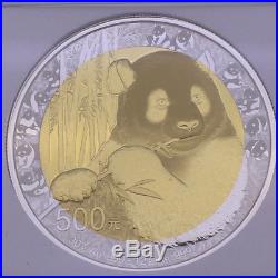 China 2017 Panda 35 Years Anniversary Gold Silver 500 Yuan Bi-Metal Coin NGC 70