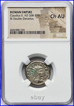 Claudius II 268-270 AD Rome Bi Double Denarius Roman Empire NGC Choice AU