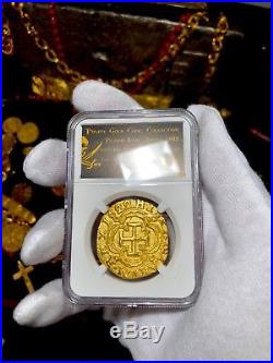 Colombia 1622 8 Escudos Ngc Gold Plated Atocha Pirate Treasure Coin Jewelry Cob