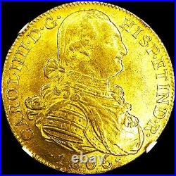 Colombia 1805 Nr-jj? 8 Escudos Gold? Ngc Ms 63? Key Date? Rare