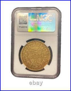 Colombia Columbia 1820 P FM Gold 8 Escudos NGC AU50 Popayan Mint