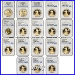 Complete Set of 1oz Gold Eagles 1986-W to 2021-W Gold Eagle NGC Proof 70 withER