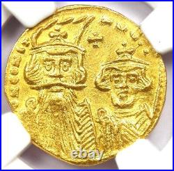 Constans II & Constantine IV AV Solidus Gold Coin 654 AD Certified NGC Choice AU