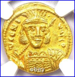Constantine IV AV Solidus Gold Byzantine Coin 668 AD Choice AU 5/5 Strike