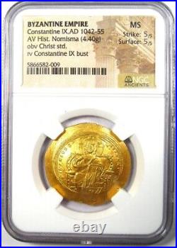 Constantine IX AV Nomisma Gold Coin 1042 AD NGC MS UNC 5/5 Strike & Surface