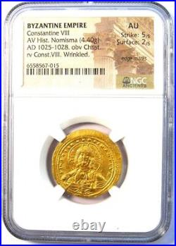 Constantine VIII AV Histamenon Nomisma Gold Jesus Christ Coin 1025 AD NGC AU
