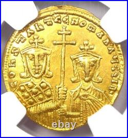 Constantine VII & Romanus II AV Solidus Gold Christ Coin 946 AD NGC XF (EF)