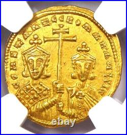 Constantine VII & Romanus I AV Solidus Gold Christ Coin 920 AD NGC Choice XF