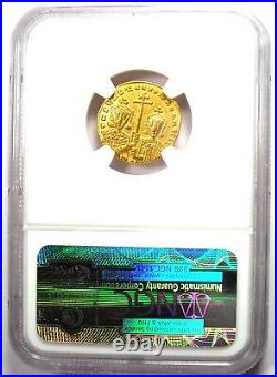 Constantine VII and Romanus II AV Solidus Gold Christ Coin 945 AD NGC XF (EF)