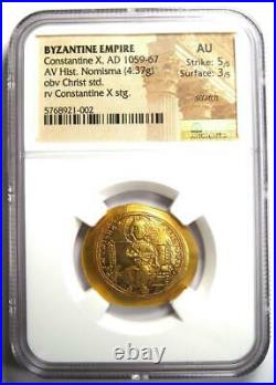 Constantine X AV Gold Histamenon Nomisma Christ Coin (1059-67 AD) NGC AU