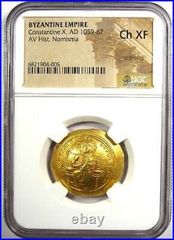 Constantine X AV Gold Histamenon Nomisma Christ Coin 1059 AD. NGC Choice XF (EF)