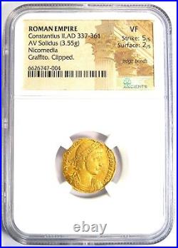 Constantius II Gold AV Solidus Gold Roman Coin 337-361 AD Certified NGC VF