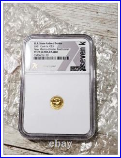 Cook Islands Gold U. S. State Animal Series NEW MEXICO GREATER ROADRUNNER PF70 UC