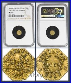 Crude 1853 Arms of Calif, California Gold / NGC MS63 / Planchet Error
