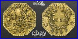 Crude 1853 Arms of Calif, California Gold / NGC MS63 / Planchet Error