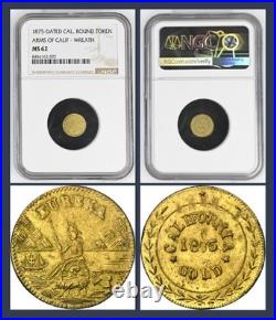 Crude 1875 (1/2) California Fractional Gold / Ngc Ms62 / Calif Gold Rush