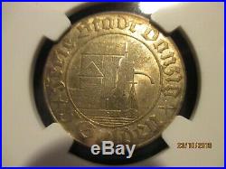 DANZIG 1932 5 Gulden Krantor Crane NGC AU55 Choice golden toned EF coin RARE
