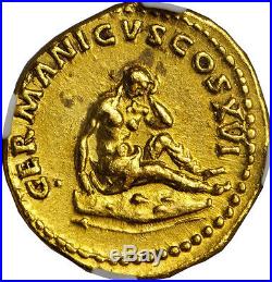 DOMITIAN 92AD Germany Capture Aureus Authentic Ancient Roman Gold Coin NGC AU