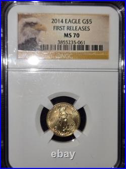 Description 2014 1/10 OZ AMERICAN GOLD EAGLE FIRST RELEASES MS-70