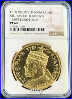 Ee1889 (1897) Ethiopia Gold Menelik II Birr (talari) 49.49 Gram Coin Ngc Pr 64