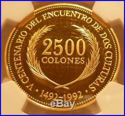 El Salvador 1992 Gold 2500 Colones NGC PF-67UC Discovery of America