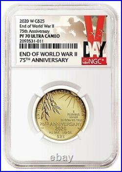 End of World War II 75th Anniversary 24-Karat HALF OUNCE Gold Coin NGC PF70