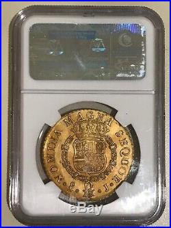 Ferdinand VI gold 8 Escudos 1751 So-J Gold Coin NGC MS 61 Mint Colonial Chile