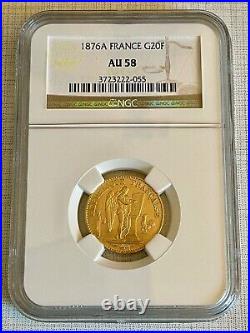 France 1876A 20 Francs Gold NGC AU58 SKU# 3868