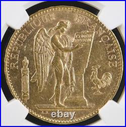 France 1908 A 100 Francs Gold Coin NGC AU58 AU+ Angel KM #858 0.9334 Oz AGW