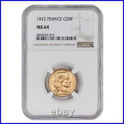 France 1912 Gold 20 Francs FR Rooster NGC MS64 World Bullion French Coin