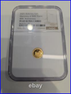 GOLD. 5g. 9999 Fine Proof Coin 2025 Alderney Discovery Of RMS Titanic 40th Ann