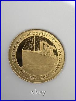 GOLD. 5g. 9999 Fine Proof Coin 2025 Alderney Discovery Of RMS Titanic 40th Ann