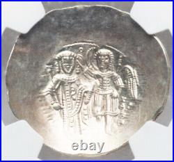 GOLD NGC MS Byzantine Empire Isaac II, EL Aspron Trachy Angel Coin, 1185-1195 AD