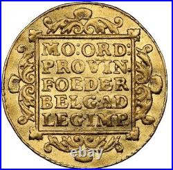 GOLD Netherland 1754 AD, Holland Ducat Netherlands Provincial Rare Coin, NGC AU