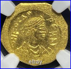 GOLD Phocas 602-610 AD, Roman Byzantine Empire 4/5 AV Tremissis Rare Coin NGC MS
