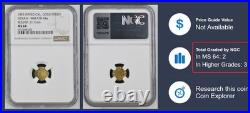 Gem BU 1853 California Fractional Gold, 11.7mm / NGC MS64 / R. 7 / Solid Gold