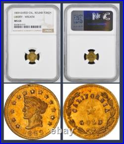 Genuine 1859 1/2 California Gold, Liberty withStar / NGC MS64 GEM BU / GOLD