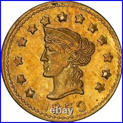 Genuine 1859 1/2 California Gold, Liberty withStar / NGC MS64 GEM BU / GOLD