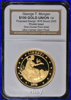 George Morgan $100 Gold Union 1oz. 999 Fine NGC Gem Proof UCAM Private Issue