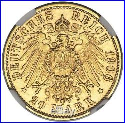 Germany Bremen 1906 J 20 Mark Gold Coin NGC MS63 Hamburg Mint KM252 BU Scarce
