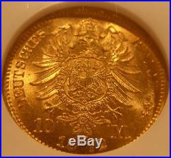 Germany Prussia 1872A Gold 10 Mark NGC MS-65
