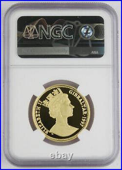 Gibraltar 1997 2 Pound/Sovereign Gold Proof Coin Una & The Lion NGC PF69 UC
