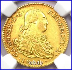 Gold 1808 Spain Charles IV 2 Escudos Gold Coin 2E Certified NGC AU58